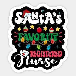 Santa's Favorite Registered Nurse Santa Hat Xmas Lights Christmas Sticker